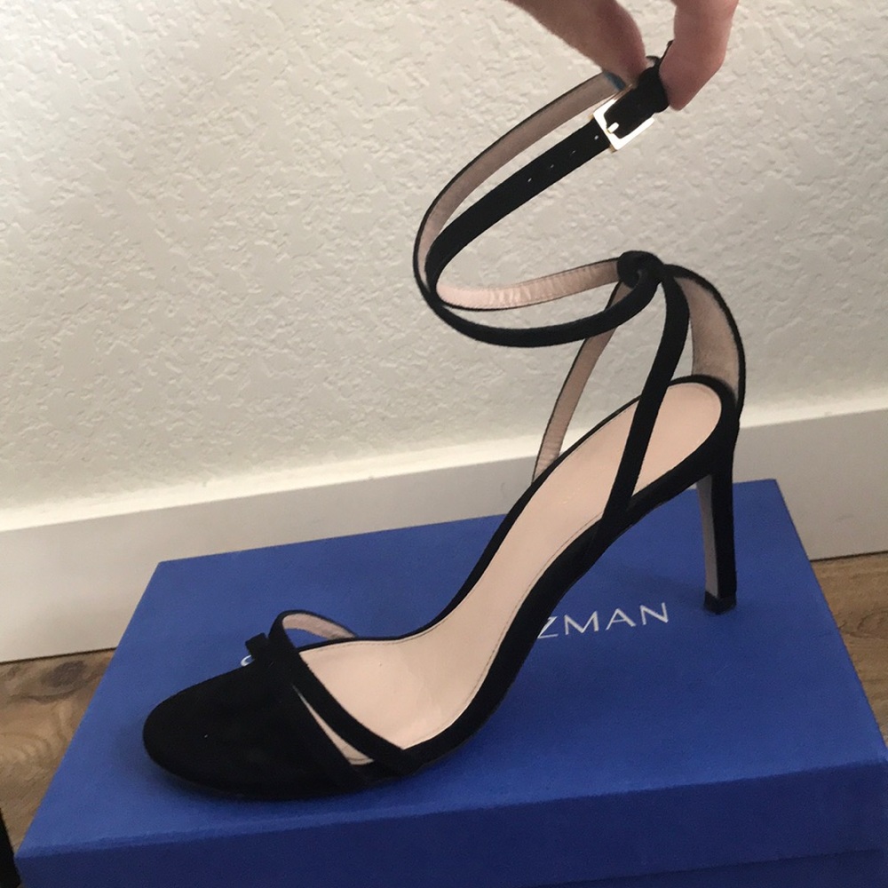 Stuart Weitzman Black Suede Lexie Heels 8.5 M